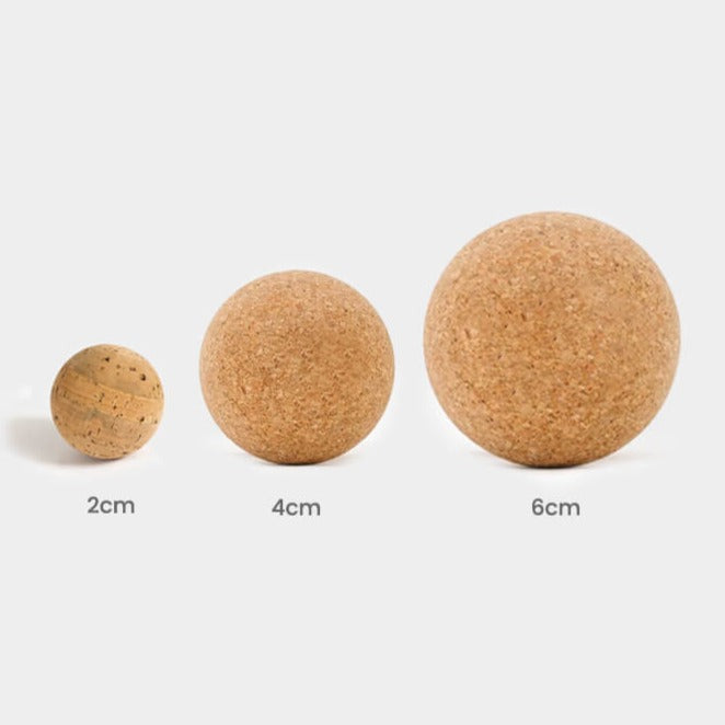 Kork massagebolde i 2cm, 4cm og 6cm til mobilitet og restitution