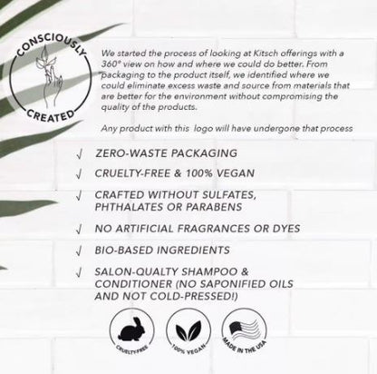 Fugtgivende conditioner bar med kokosolie. Plejer tørt hår, reducerer brud og giver glans. Vegansk, bæredygtig &amp; plastikfri fra KITSCH.