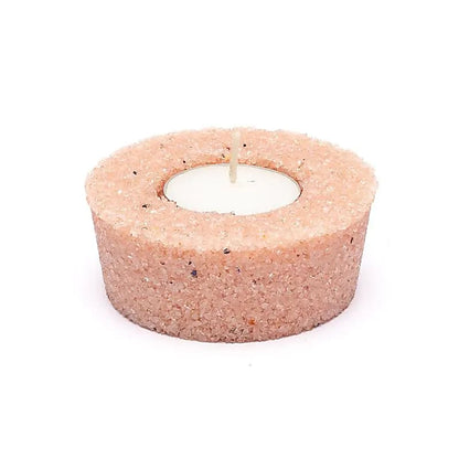 Krystal lysestage fyrfadslys med rosa saltkrystal