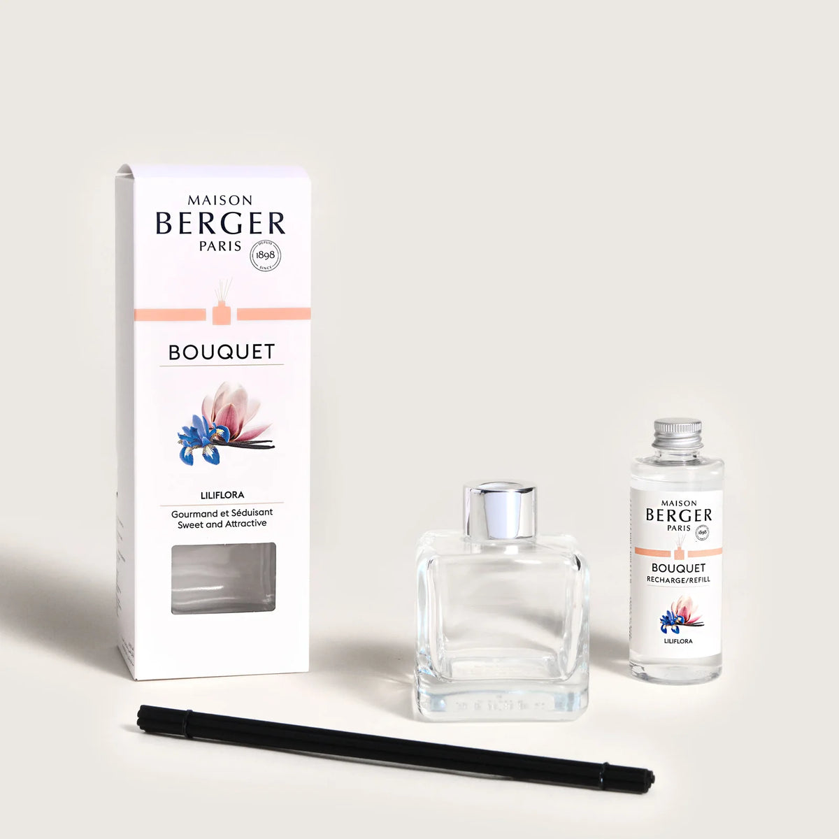 Maison Berger Liliflora duftpinde i cube flakon til hjemmeduft