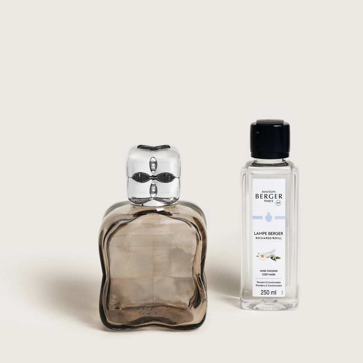 Maison Berger duftlampe med brunt glas og sort top