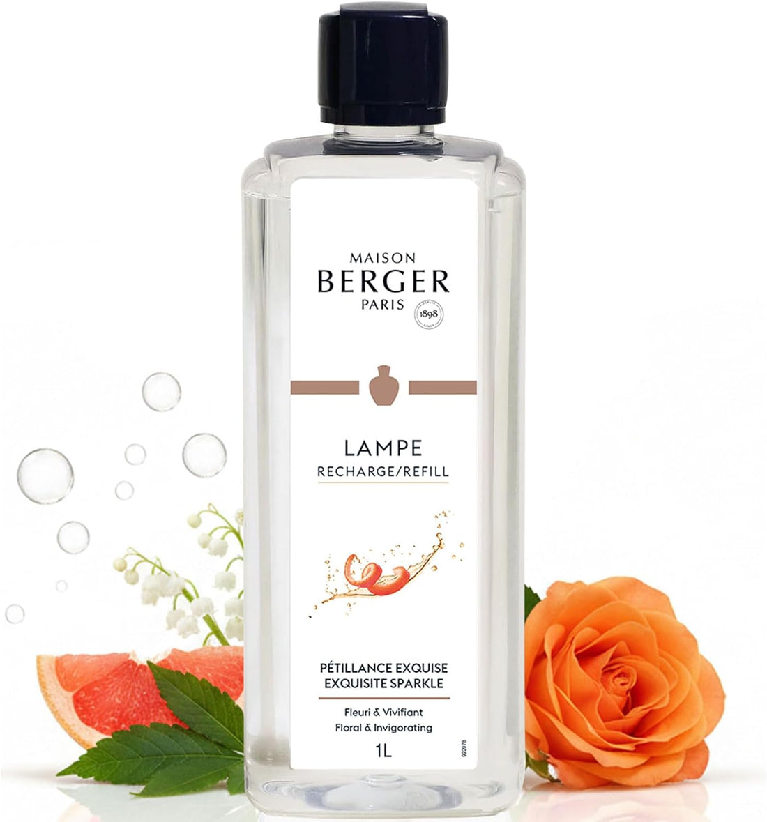 Refill til duftlampe med sort låg og label