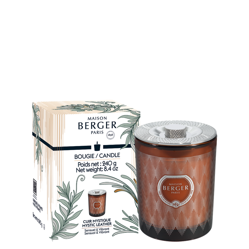 Maison Berger Paris Mystic Leather Duftlys – en dyb og orientalsk duft med læder, krydderier og amber, der skaber en sofistikeret og sensuel stemning i hjemmet