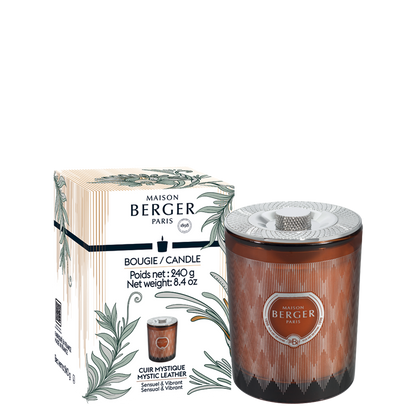 Maison Berger Paris Mystic Leather Duftlys – en dyb og orientalsk duft med læder, krydderier og amber, der skaber en sofistikeret og sensuel stemning i hjemmet