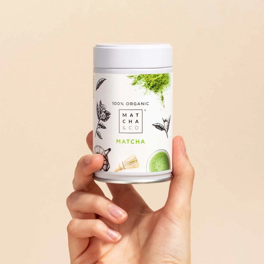 Matcha te i beholder, økologisk japansk matcha te