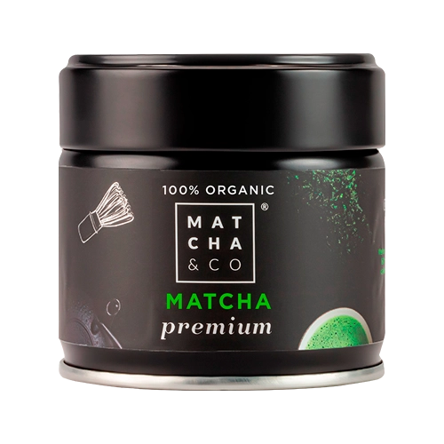 Økologisk matcha i sort dåse