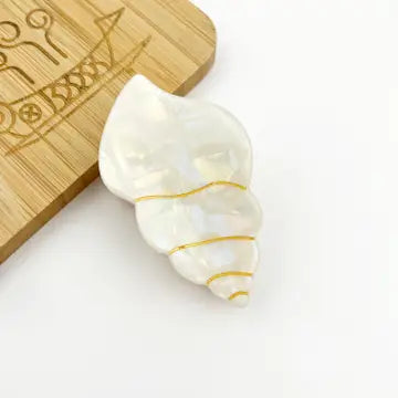 Hvid musling hårklemme, coastal hårspænde til styling