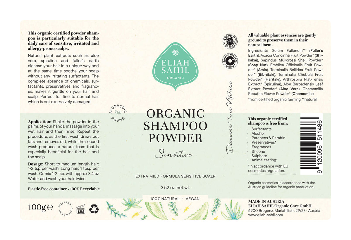 SHAMPOO POWDER , ØKOLOGISK - TIL SENSITIV &amp; IRRITABLE HOVEDBUND