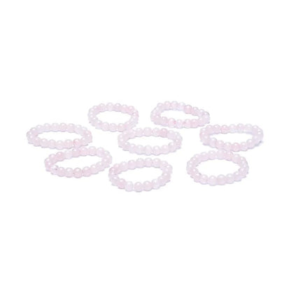 Rosenkvarts perler i elastisk ring
