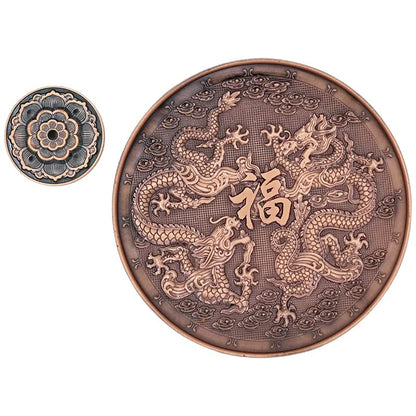 Orientalsk dragemotiv røgelsesholder i bronze