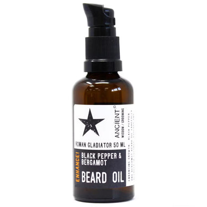 Roman Gladiator skægolie | Sort peber &amp; bergamot