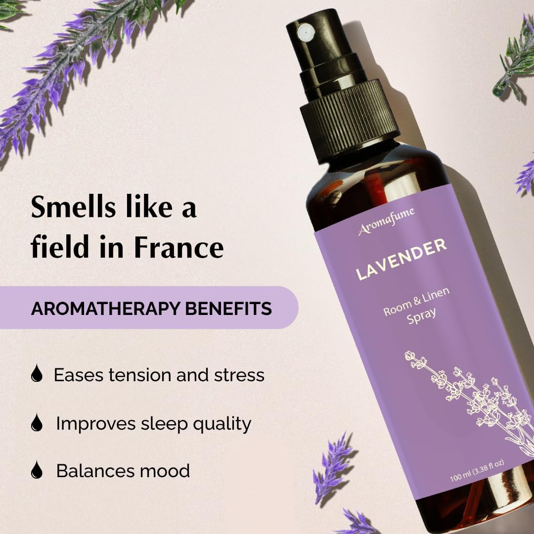 Aromafume Roomspray med lavendel – naturlig duftspray med æteriske olier, der skaber ro, afslapning og harmonisk velvære i hjemmet.