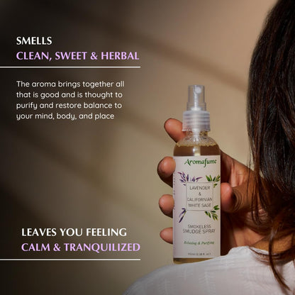 Roomspray &amp; Smudge Spray med Salvie &amp; Lavendel, naturlig hjemmeduft