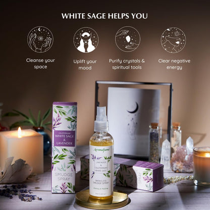 Roomspray &amp; Smudge Spray med Salvie &amp; Lavendel, naturlig hjemmeduft