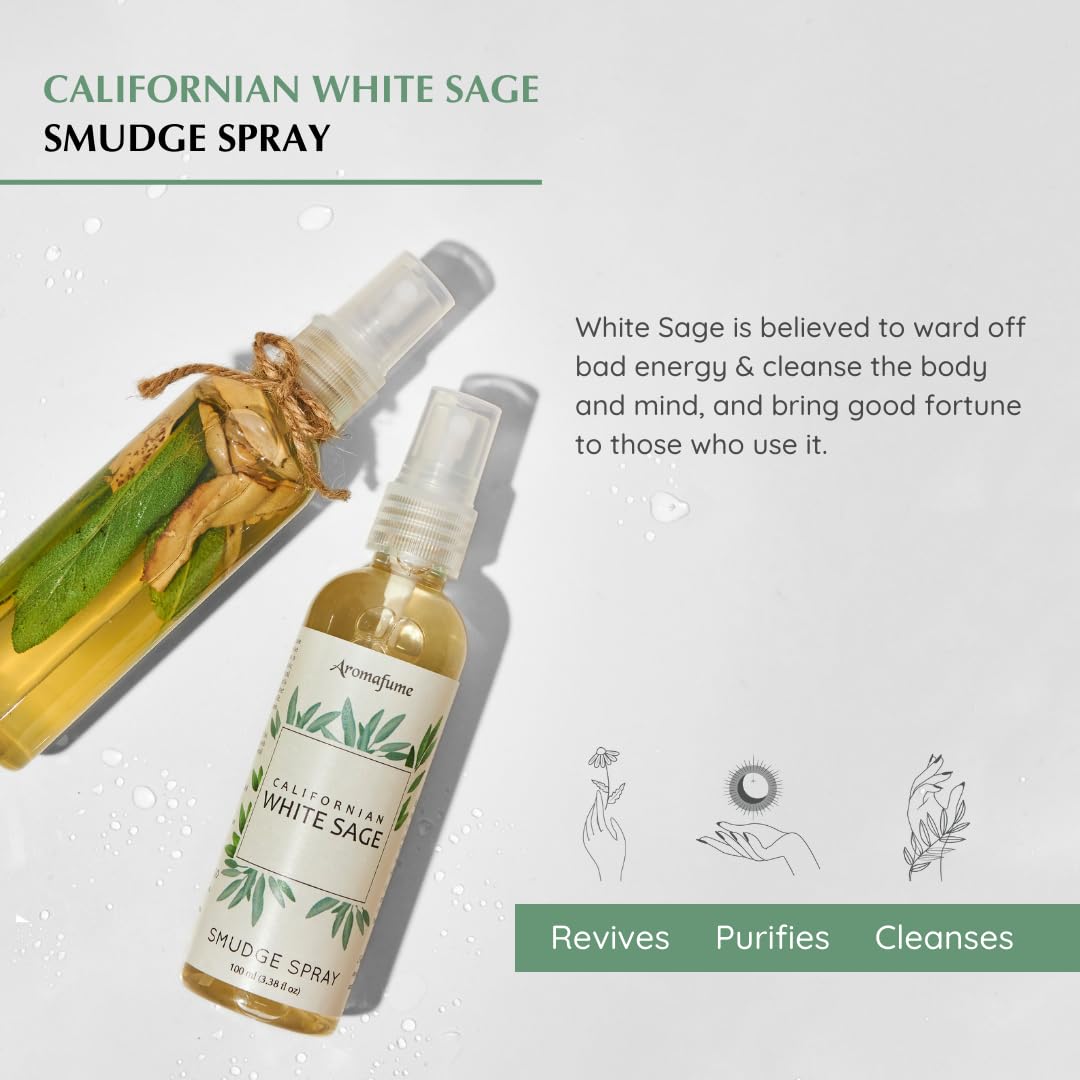 Californian White Sage smudge spray i æske, naturlig hjemmeduft og energirensning