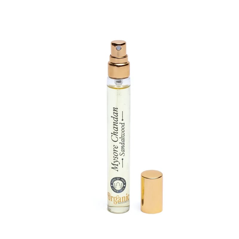 Mysore Chandan Sandalwood sprayflaske med guldhætter, 12 ml