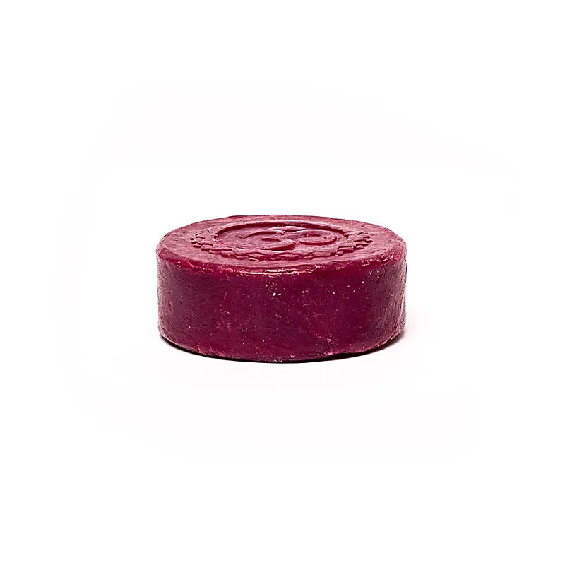 Rød ayurvedisk chakra sæbe i rund form
