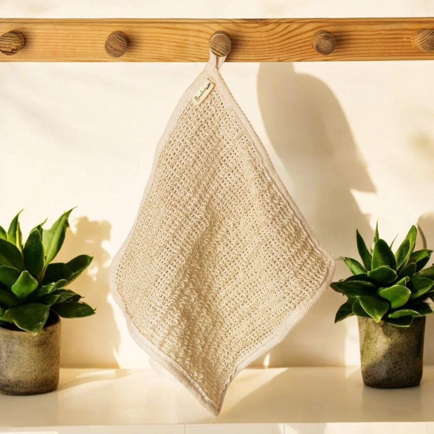Naturlig sisal vaskeklud til exfoliering, bæredygtig hudpleje, zero waste, miljøvenlig