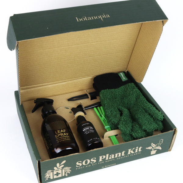 SOS Plant Kit med planteplejeprodukter, sprøjte, handsker og værktøj til indendørs planter