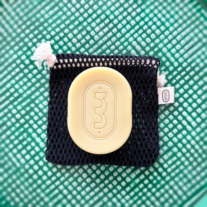 Sæbepose til sæbe bar - Bar Saver Bag i sort mesh med økologisk bomuld, til badeværelsestilbehør