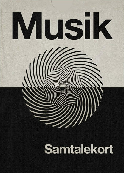 Sort samtalespil kort med spørgsmål om musik til dybe samtaler