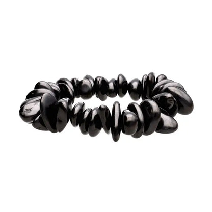 Sort shungit armbånd med polerede perler til beskyttelse og grounding