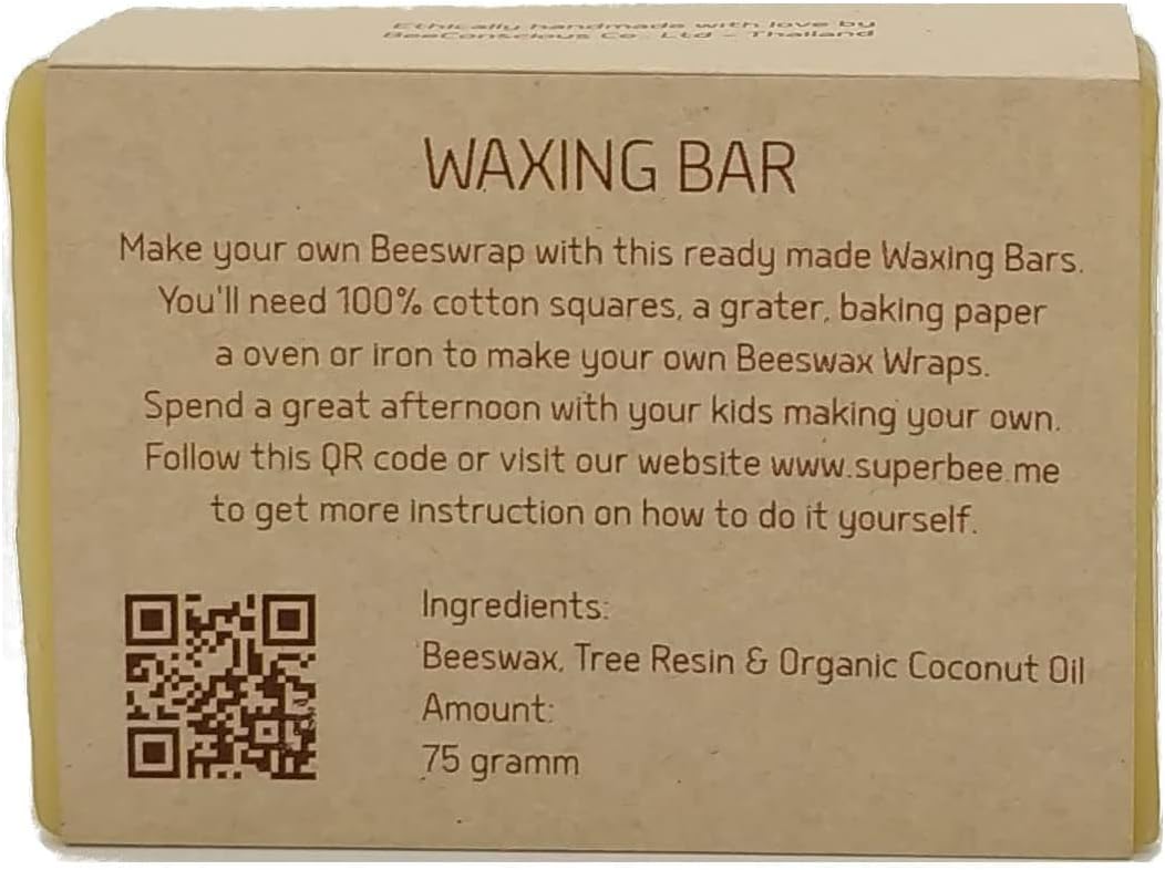 Bivoks waks bar i emballage med instruktioner til hjemmelavede bivoks wraps