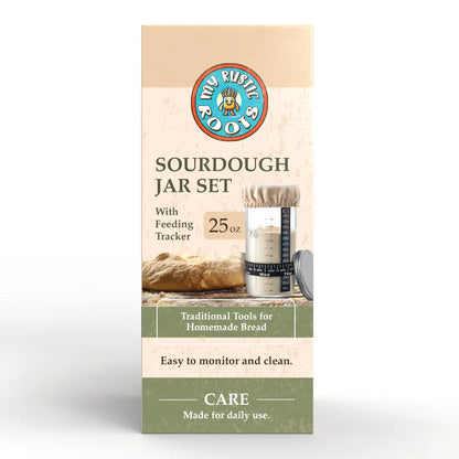 Sourdough jar set med glas, fodrings tracker og surdejsstarter til traditionel bagning