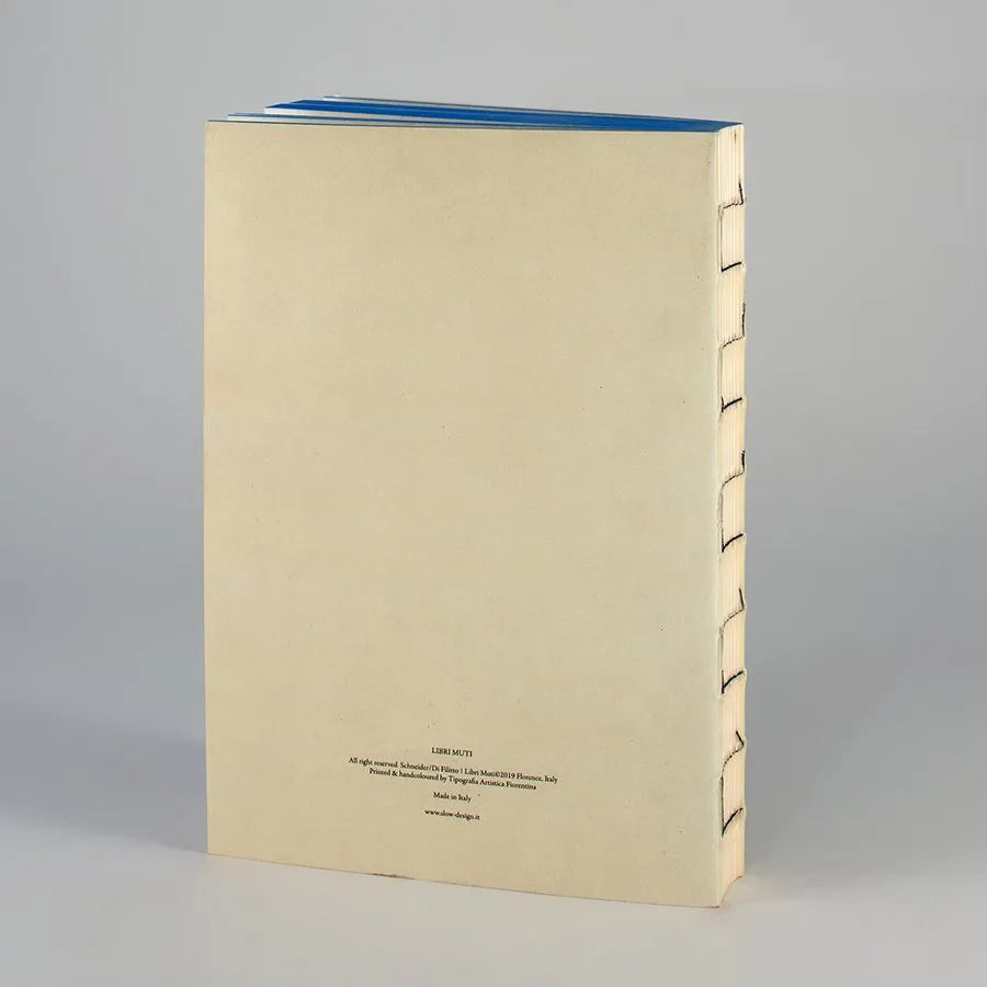 Bagside af notesbog med blankt, håndlavet italiensk design, 320 sider til skrivning og skitsering