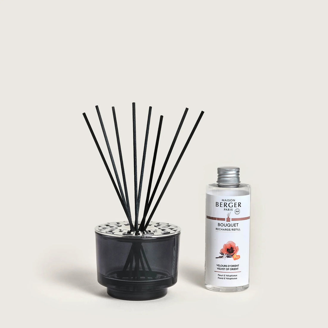 Maison Berger duftpinde med Velvet of Orient i sort glasbeholder