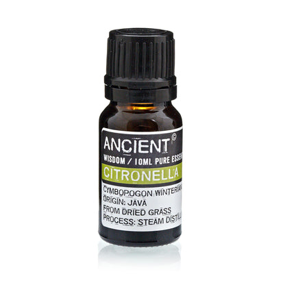 Økologisk citronella æterisk olie 10 ml i mørk glasflaske til hjem og have