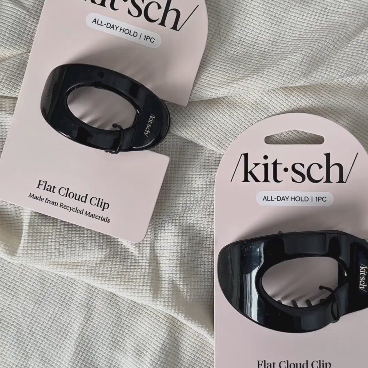 Sort genanvendt plast hårklemme, Flat Cloud Clip, miljøvenligt hårpynt