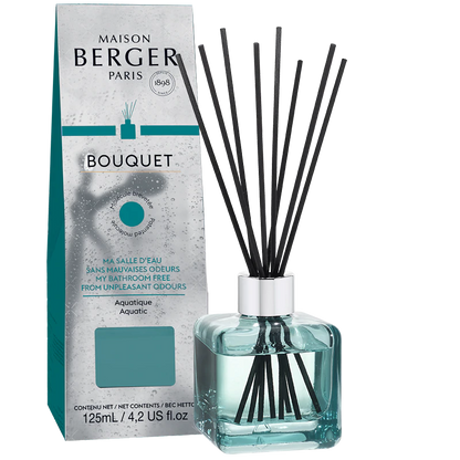 Maison Berger duftpinde med Cube flakon og sorte duftpinde til badeværelset
