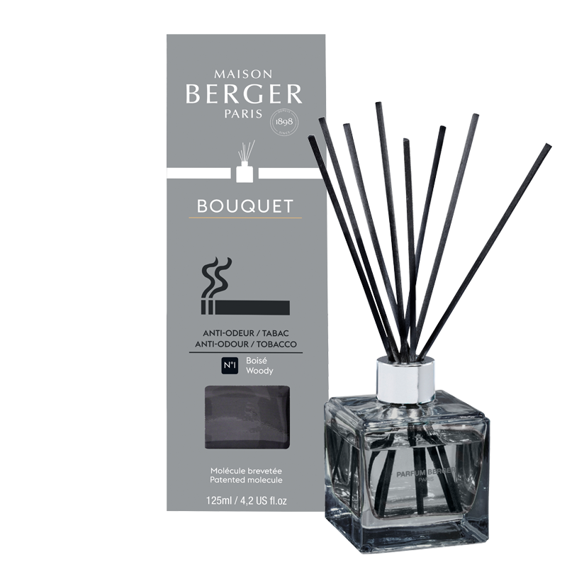 Maison Berger duftpinde med My Home Free From Tobacco Odour, 125ml, sort glasflakon med sorte duftpinde, Home &amp; Garden, Reed Diffusers