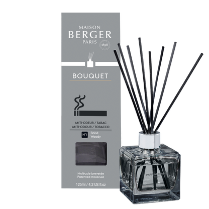 Maison Berger duftpinde med My Home Free From Tobacco Odour, 125ml, sort glasflakon med sorte duftpinde, Home &amp; Garden, Reed Diffusers