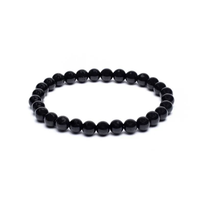 Sort shungit armbånd med polerede perler til beskyttelse og grounding