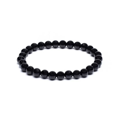 Sort shungit armbånd med polerede perler til beskyttelse og grounding