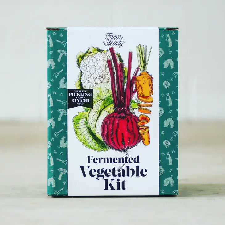 Med dette fermenteringssæt kan du nemt og sikkert komme i gang med at lave dine egne sprøde, smagfulde og probiotiske fermenterede grøntsager – direkte fra dit eget køkken.