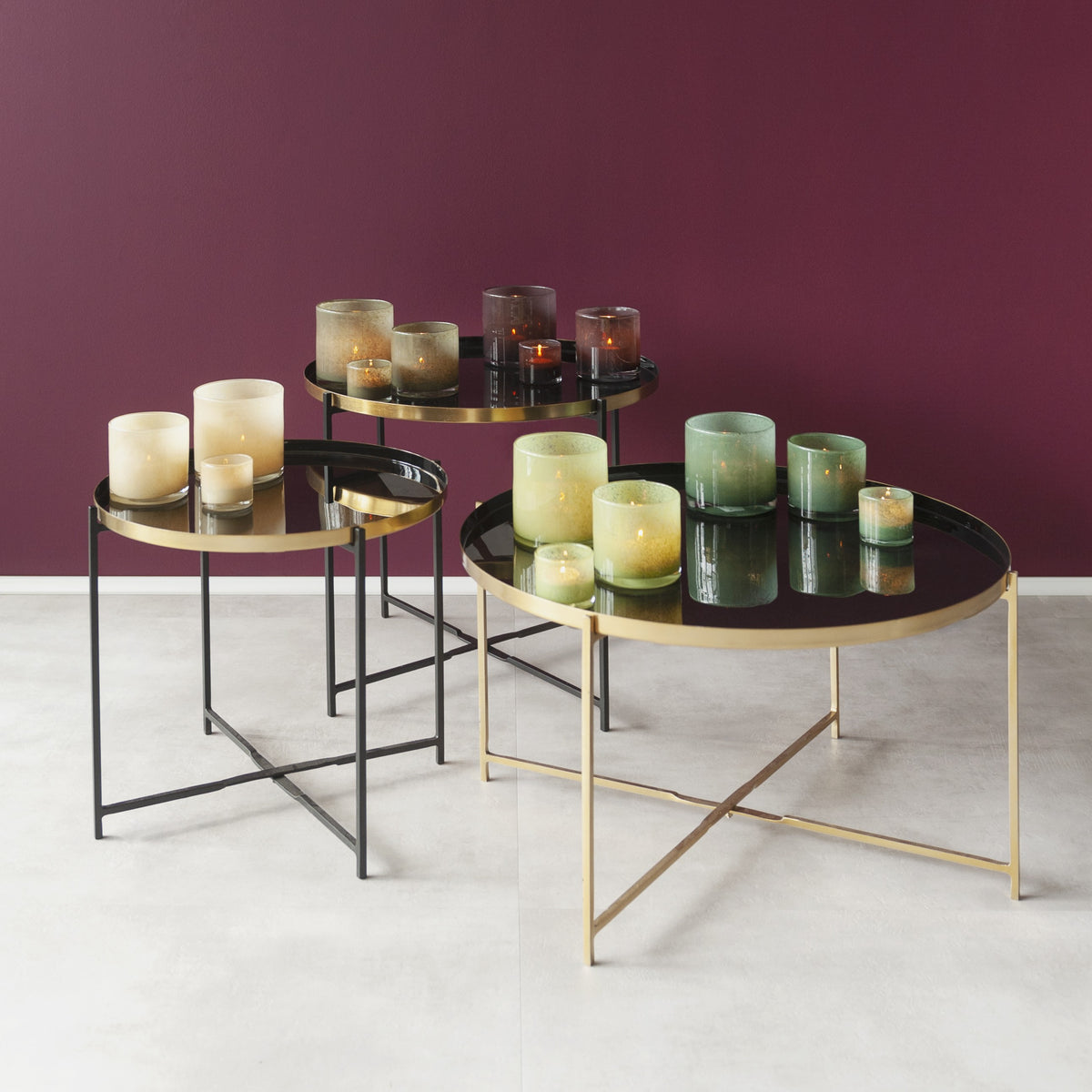 Hyacintglas &amp; Fyrfadsstage - Recycled Glas - Aubergine