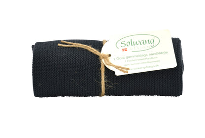 Solwang Design - Strikket Håndklæde - Sort - 32x47cm