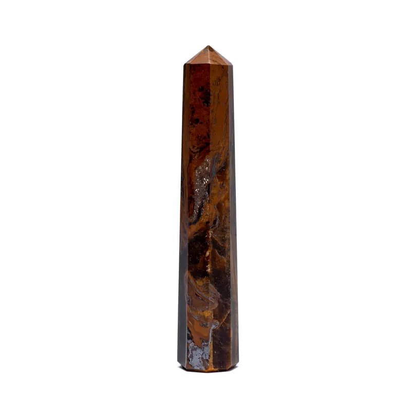 Tigerøje krystaltårn i obelisk form til styrke, mod og klarhed