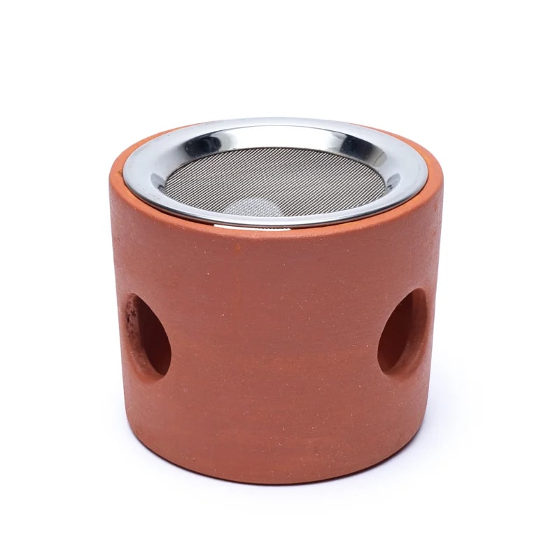 Oliebrænder &amp; duftlampe - Terracotta &amp; rustfritstål
