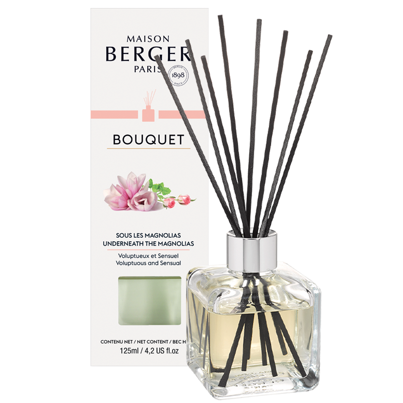 Maison Berger duftpinde med Underneath the Magnolias, Cube flakon, blomsterduft, hjemmeduft, elegant boligduft