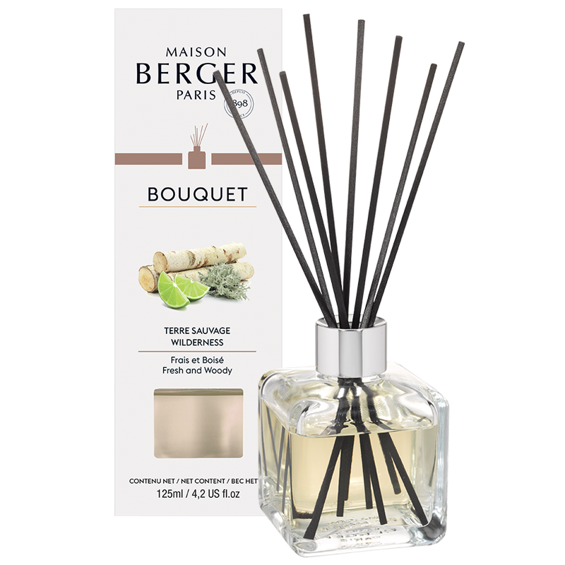 Maison Berger duftpinde med Wilderness, 125ml, Cube flakon, hjemmeduft, naturlig duft